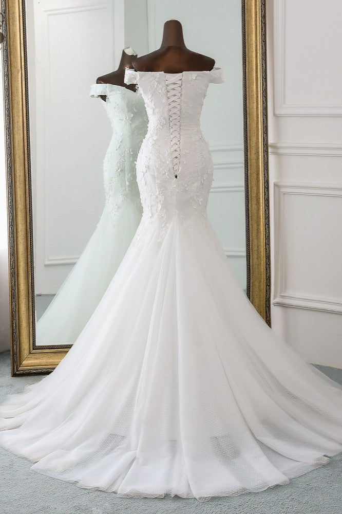 Dasida Gorgeous Off-the-shoulder Mermaid Long Wedding Dress with Tulle Lace