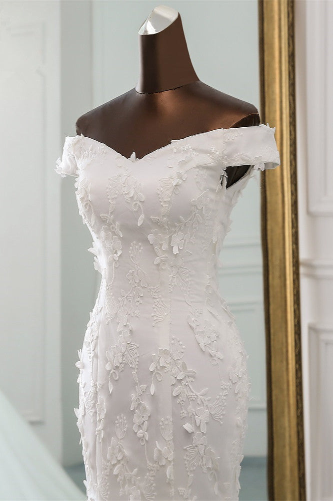Dasida Gorgeous Off-the-shoulder Mermaid Long Wedding Dress with Tulle Lace