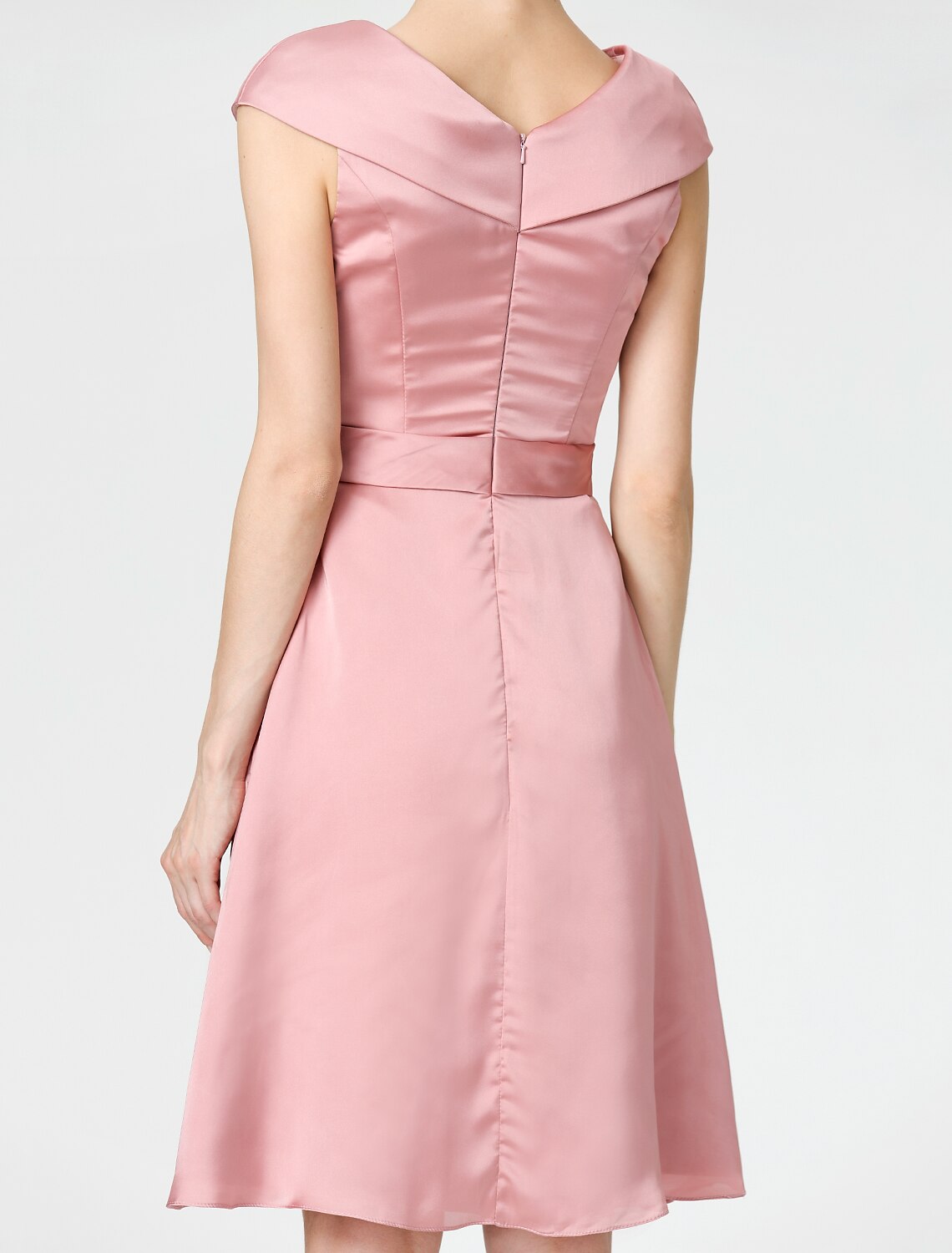 Aimishang A-Line Mother of the Bride Dress Elegant V Neck Knee Length Satin Chiffon Short Sleeve No with Sash / Ribbon Pleats Beading