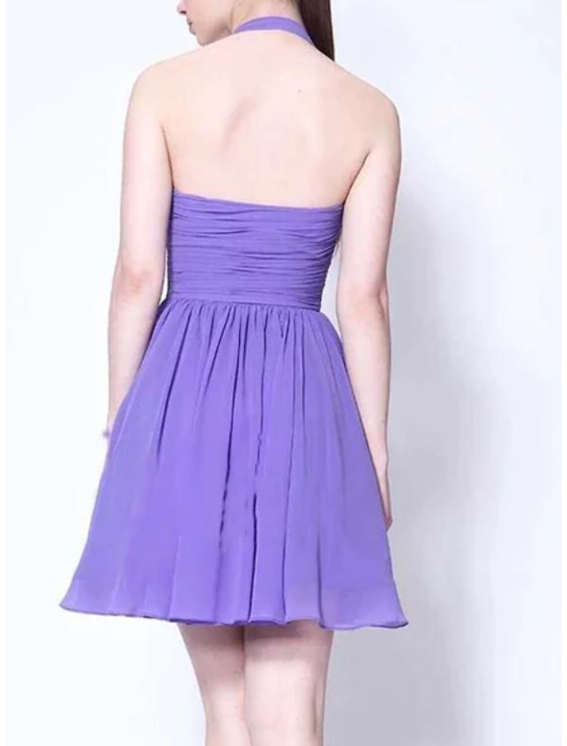 A-Line Sheath / Column Homecoming Dresses Vintage Dress Wedding Guest Party Wear Short / Mini Sleeveless Halter Neck Tulle with Ruched
