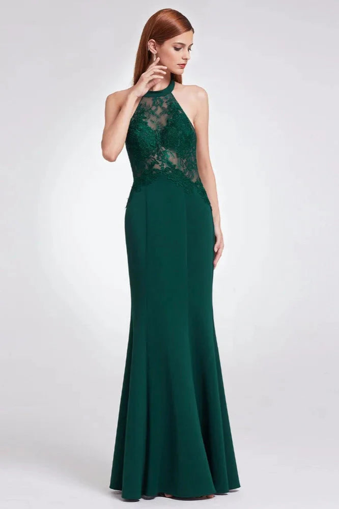 Gorgeous Halter Lace Mermaid Plus Size Evening Dress Online