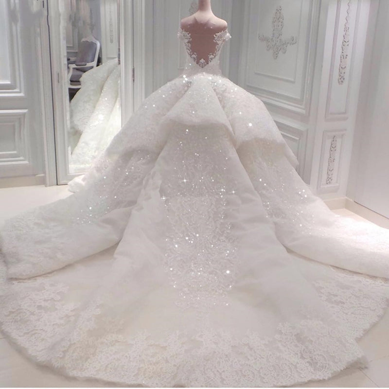 Gorgeous Off The Shoulder Ball Gown Wedding Dress With Beadings