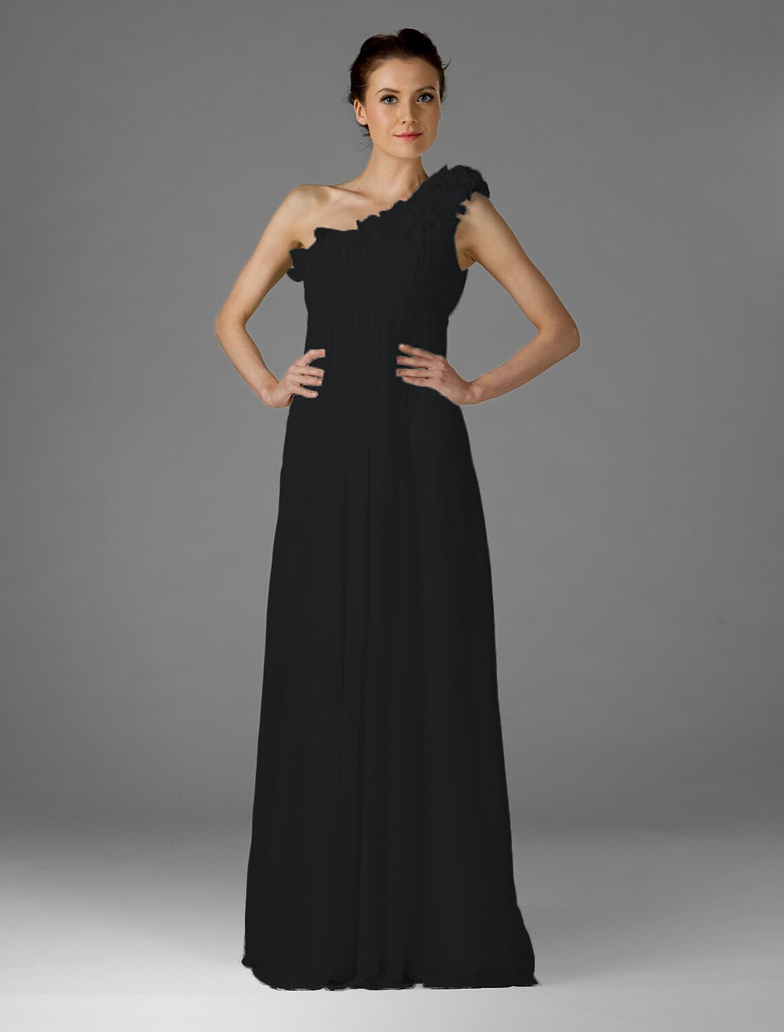 Bridesmaid Dress One Shoulder Sleeveless Elegant Floor Length Chiffon