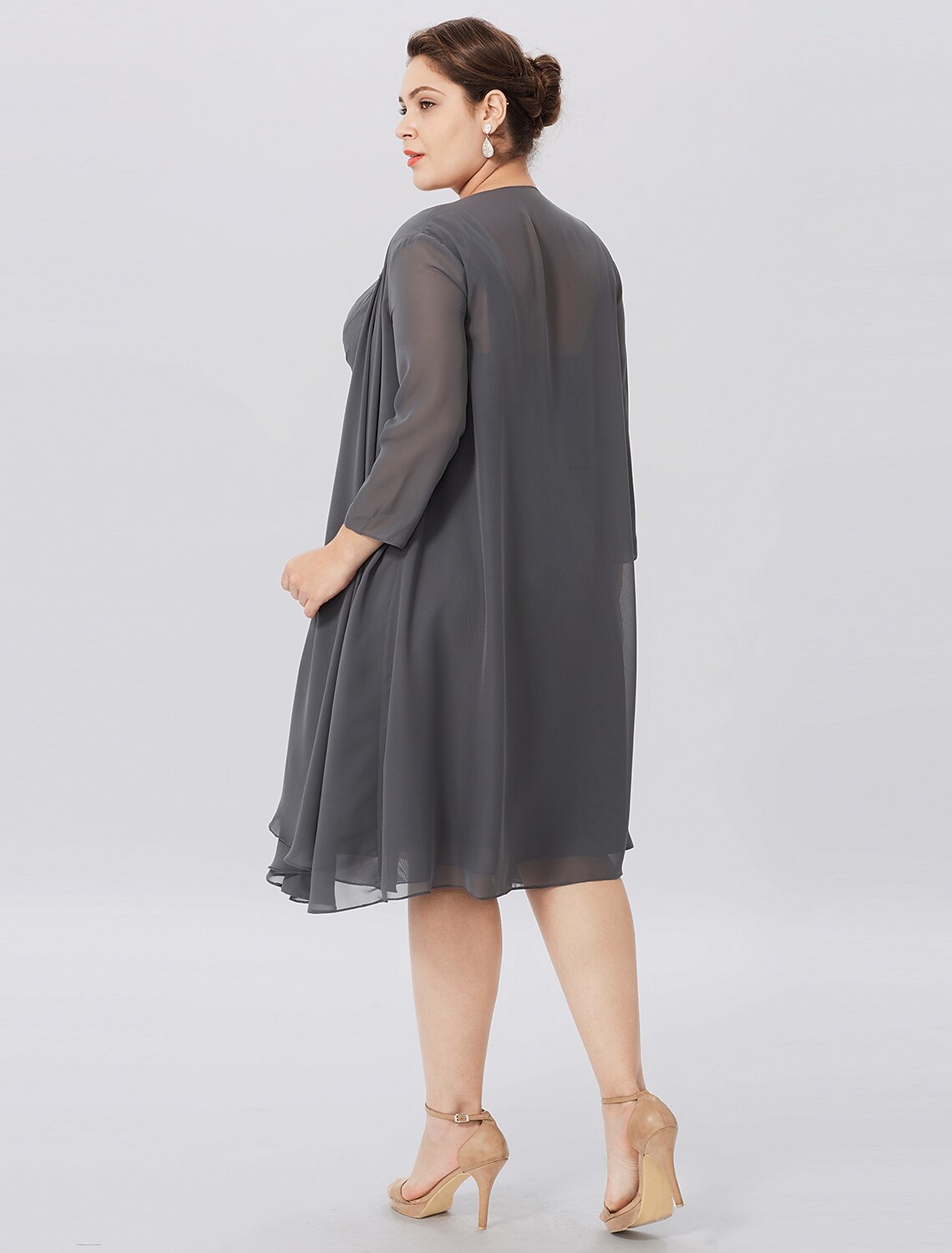 Aimishang A-Line Mother of the Bride Dress Formal Plus Size Elegant Straps Knee Length Chiffon Sleeveless yes with Criss Cross Pleats
