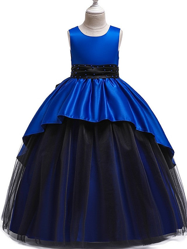 Princess Flower Girl Dress with Tulle and Bow Ruching