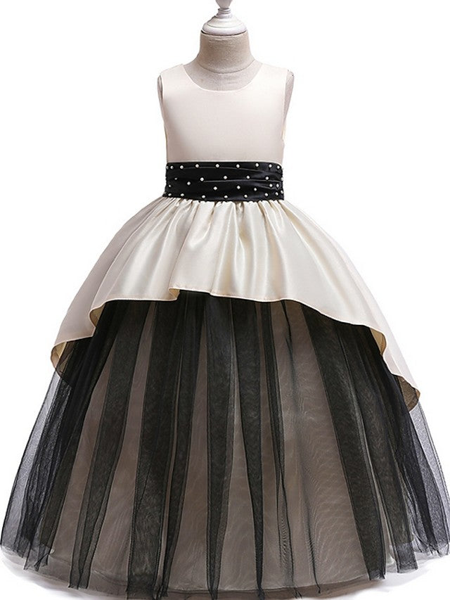 Princess Flower Girl Dress with Tulle and Bow Ruching