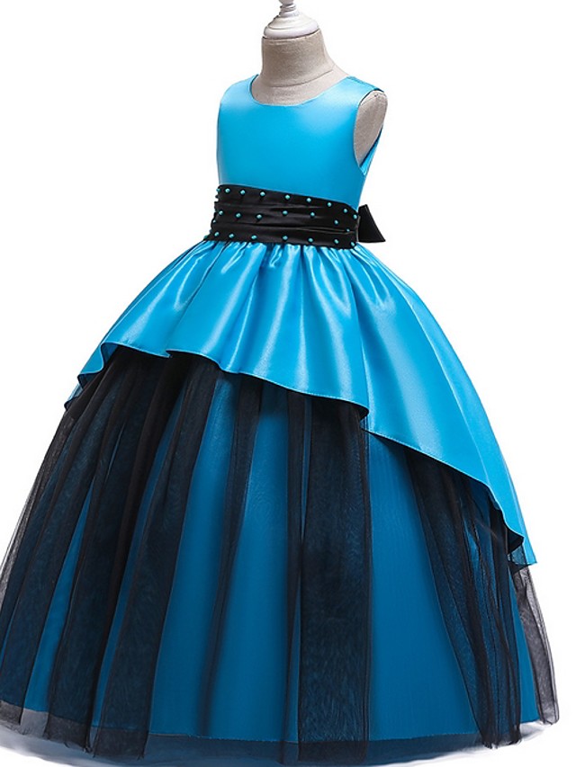 Princess Flower Girl Dress with Tulle and Bow Ruching