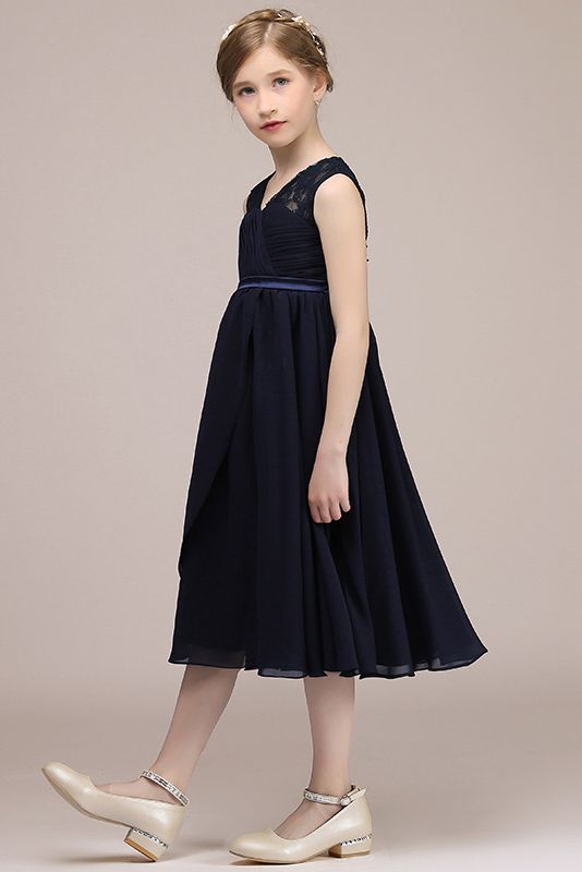Stunning Black V Neck Sheer Straps Flower Girl Dress Tulle