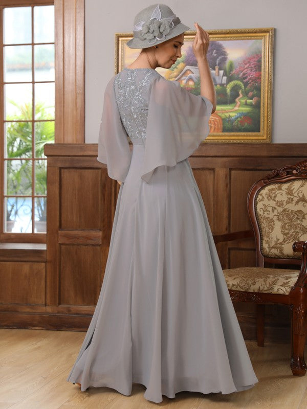 Aimishang A-Line/Princess Chiffon Applique V-neck 1/2 Sleeves Floor-Length Mother of the Bride Dresses