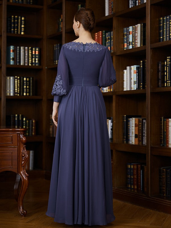 Aimishang A-Line/Princess Chiffon Ruched Bateau 3/4 Sleeves Asymmetrical Mother of the Bride Dresses