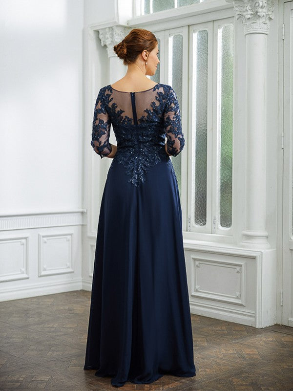 Aimishang A-Line/Princess Chiffon Applique V-neck 3/4 Sleeves Floor-Length Mother of the Bride Dresses