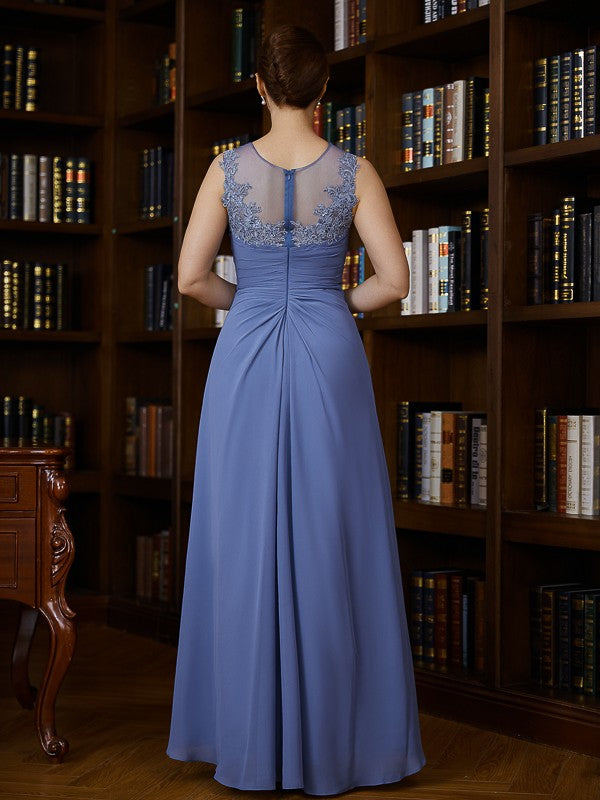 Aimishang A-Line/Princess Chiffon Applique Scoop Sleeveless Asymmetrical Mother of the Bride Dresses
