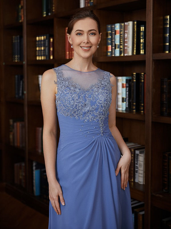 Aimishang A-Line/Princess Chiffon Applique Scoop Sleeveless Asymmetrical Mother of the Bride Dresses