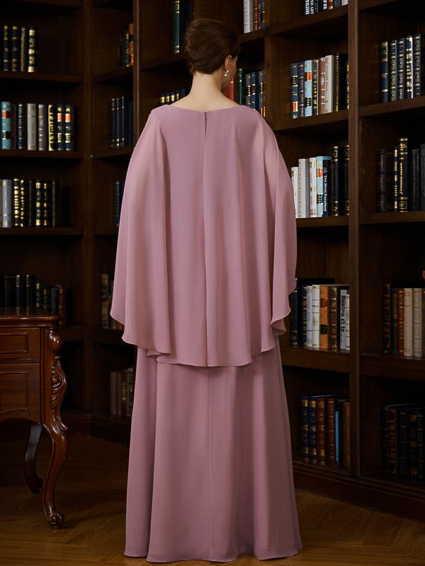Aimishang A-Line/Princess Chiffon Ruched V-neck 3/4 Sleeves Floor-Length Mother of the Bride Dresses