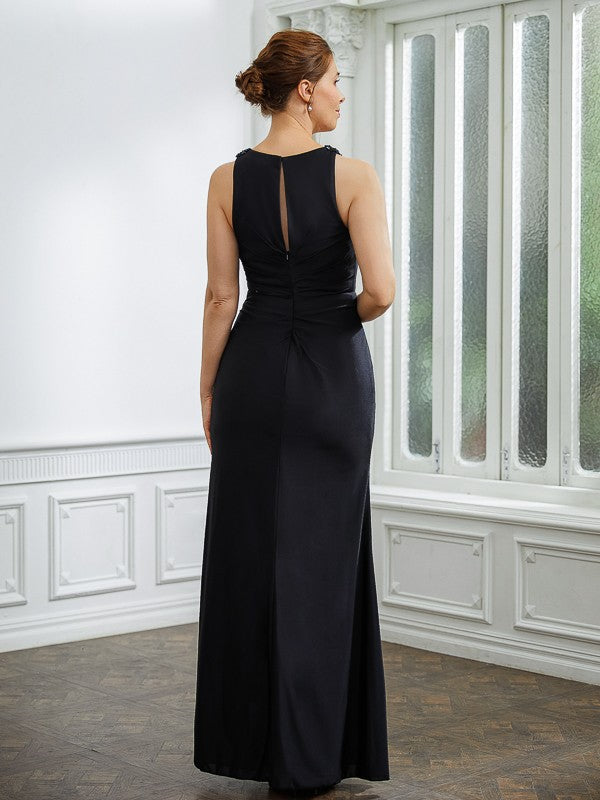 Aimishang Sheath/Column Jersey Ruched V-neck Sleeveless Floor-Length Mother of the Bride Dresses