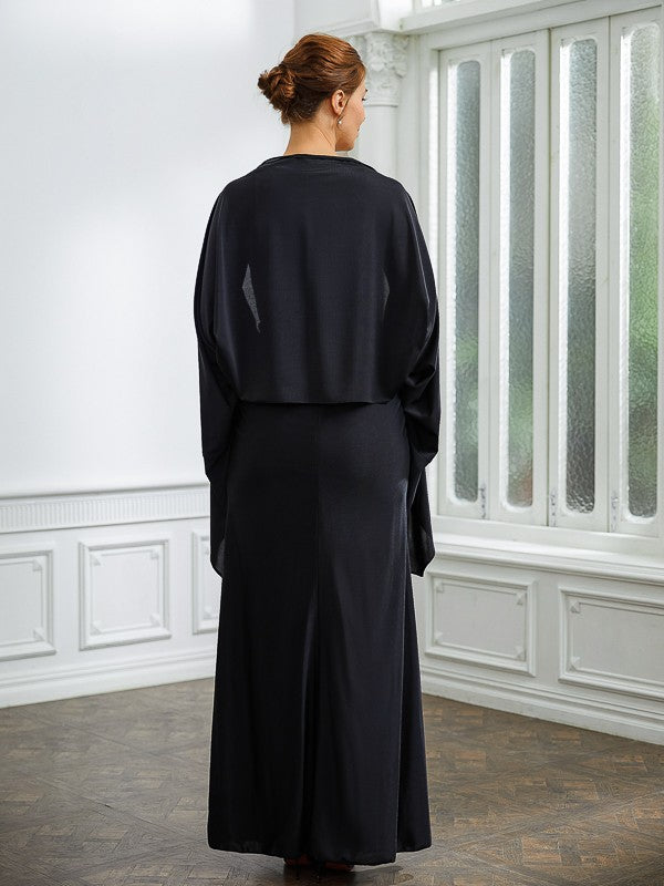 Aimishang Sheath/Column Jersey Ruched V-neck Sleeveless Floor-Length Mother of the Bride Dresses
