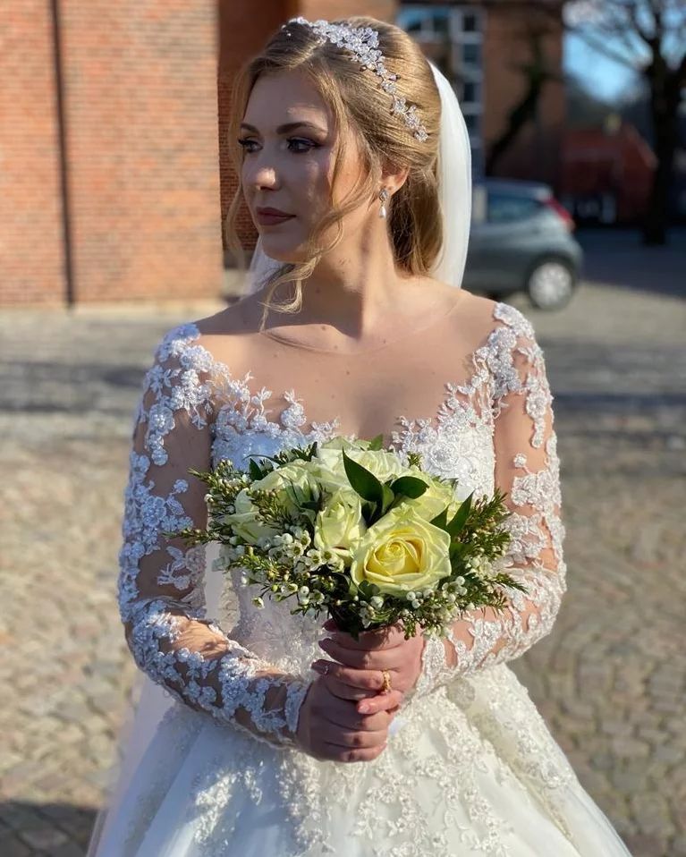 Vintage A-line Sweetheart Wedding Dresses with Long Sleeves Lace