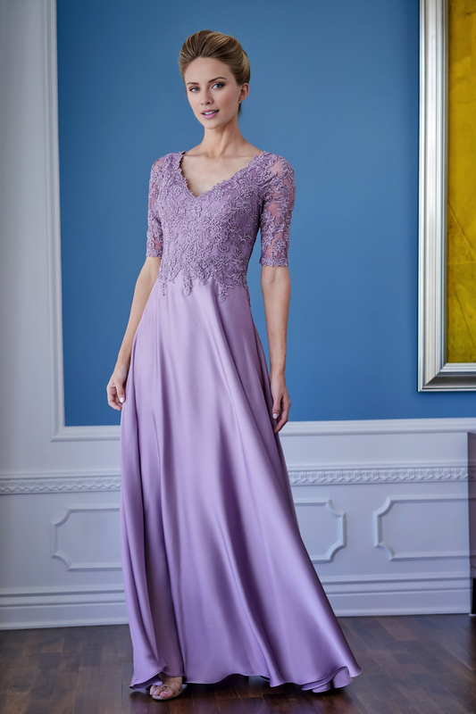 Chiffon A-line V-neck long sleeved lace tight corset for mother of bride dresses