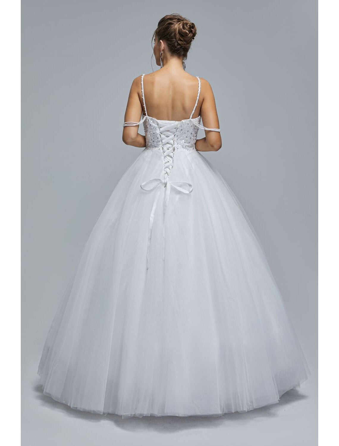 Ball Gown Prom Dresses Sparkle & Shine Dress Graduation Floor Length Sleeveless Spaghetti Strap Tulle with Pearls