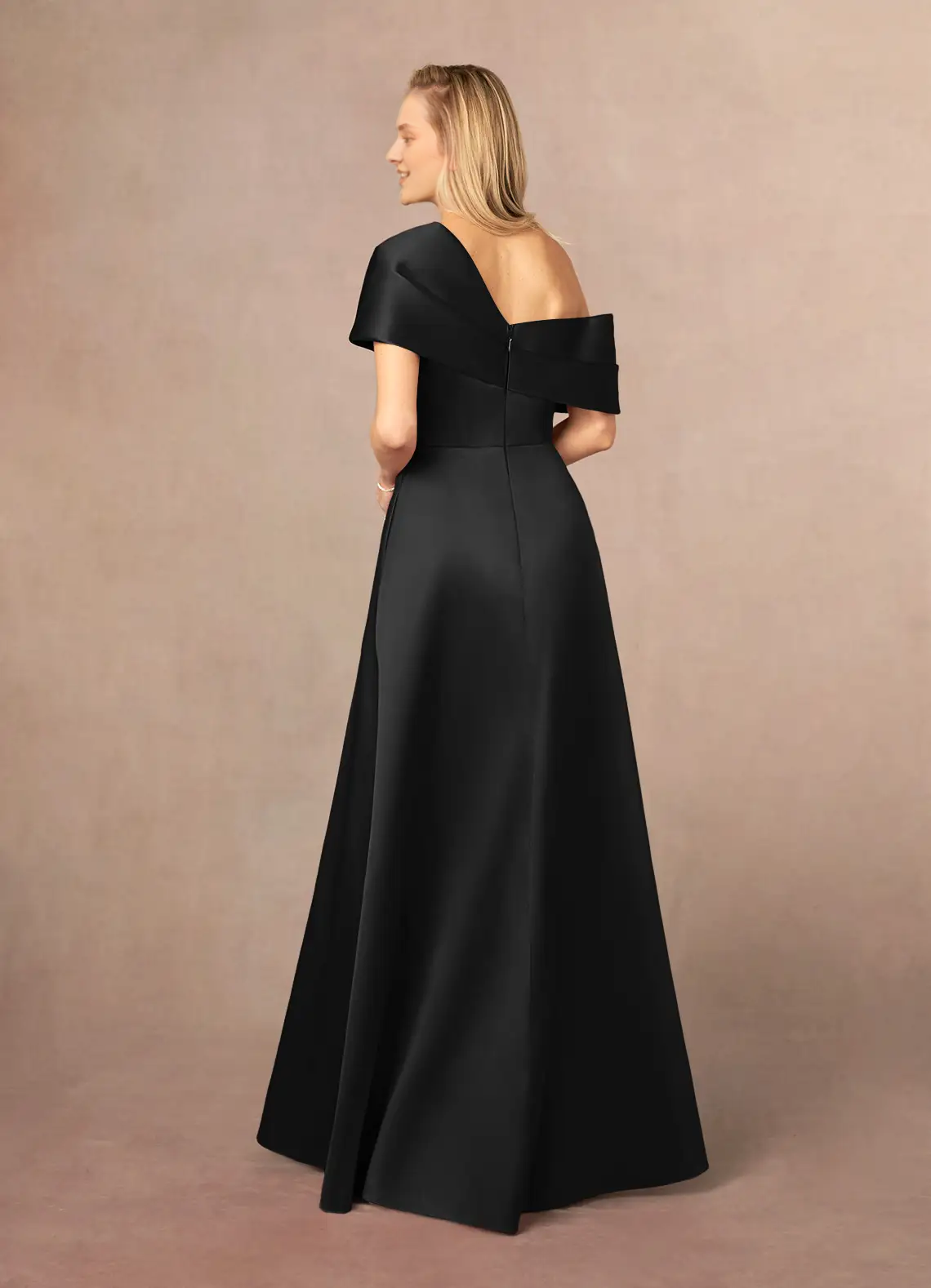 A-line single shoulder strap side slit and floor length mother of the bride dress