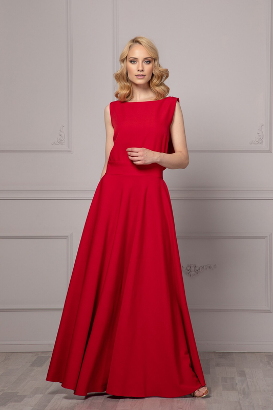 Jimiss - Sleeveless backless boat neck and floor length Prom dress