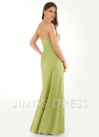 Jimiss asymmetrical neckline backless side slit and floor length Prom dress