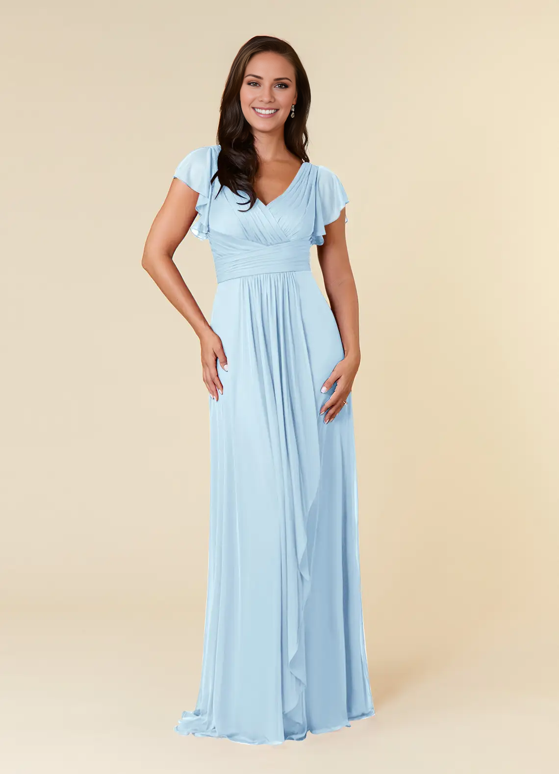 Black A-line evening gown pleated mesh mothers of the bride dresses