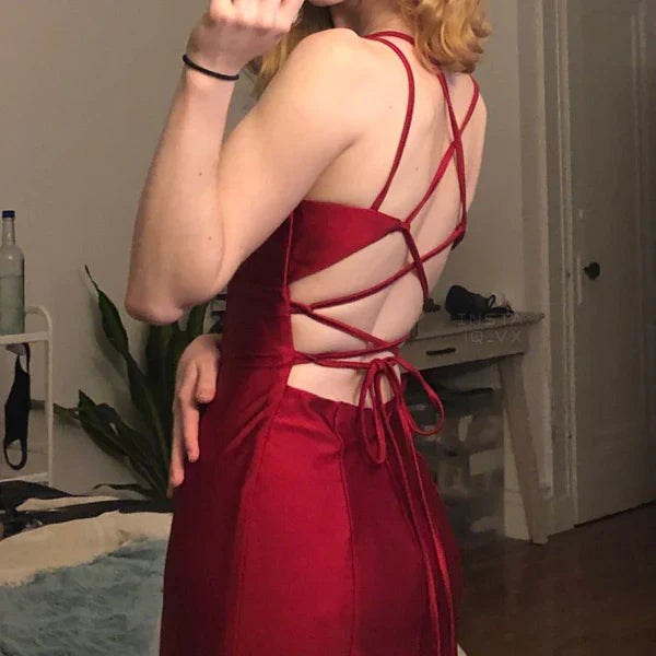 Jimiss Mermaid V-neck Back Strap Long Prom Dress