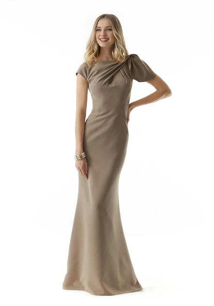 High neckline short sleeved tight corset with bow and floor length for mothers of the bride dresses