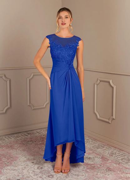A-line tight spoon crepe and floor length mother of the bride dress