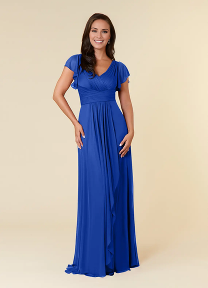 Black A-line evening gown pleated mesh mothers of the bride dresses