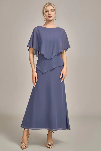 Stormy Sheath Spoon Tea Chiffon Bridal Mother Dress