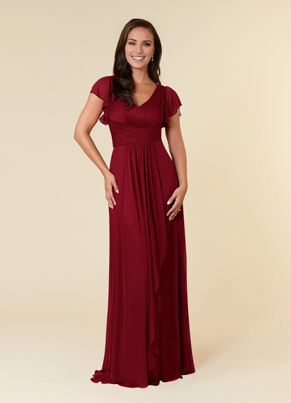 Black A-line evening gown pleated mesh mothers of the bride dresses