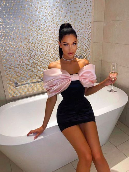 Elegant 17th Birthday Dresses Black Birthday Outfits With Bowknot P434