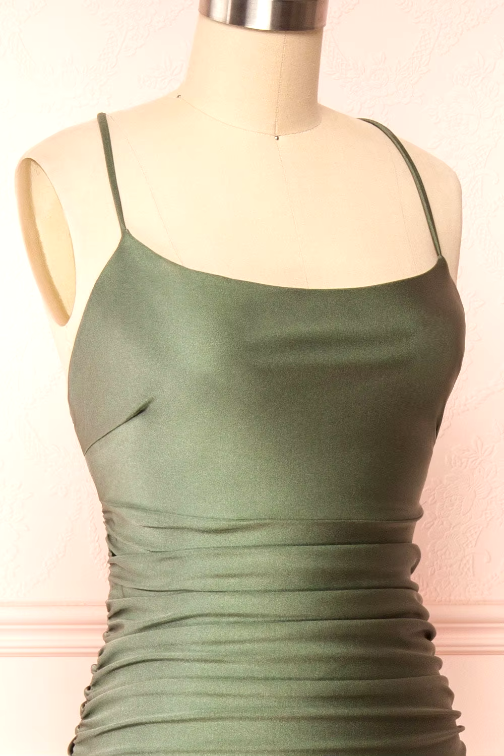 Modest Mermaid Straps Sage Green Slit Long Prom Dress P1450