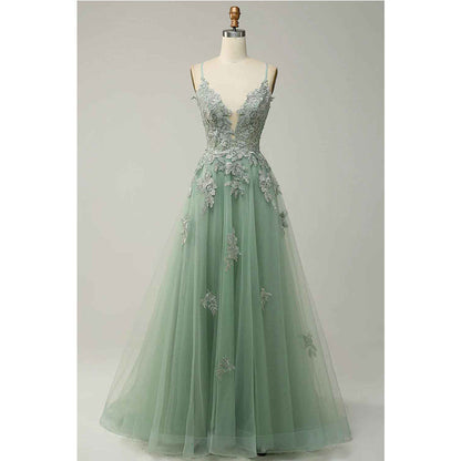A Line Thin Shoulder Strap Pink Long Decal Prom Dress