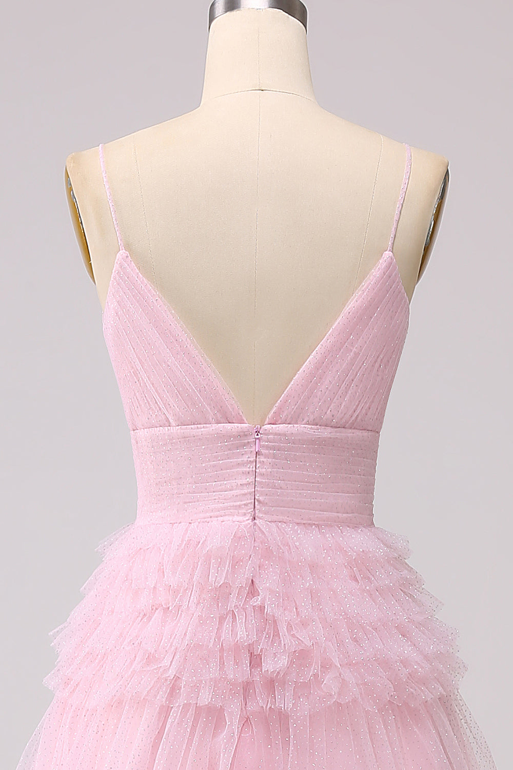 A Line Tulle Spaghetti Straps Sweetheart Prom Dress Floor Length With Slit