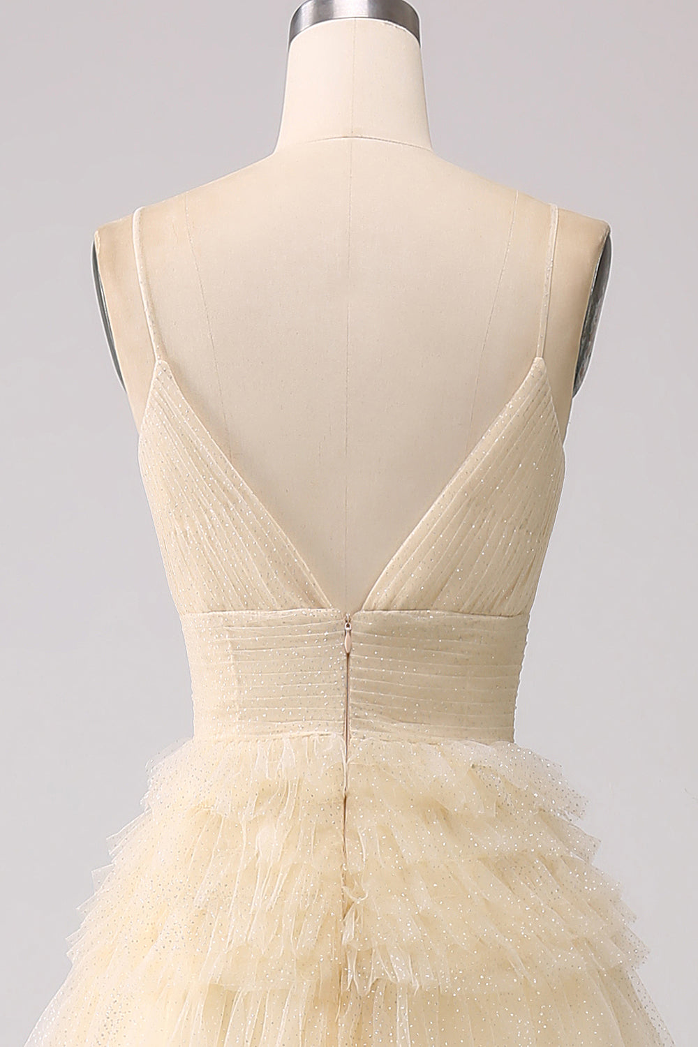 A Line Tulle Spaghetti Straps Sweetheart Prom Dress Floor Length With Slit