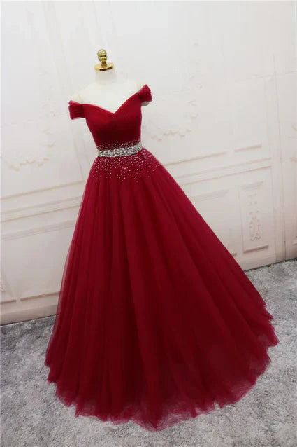 Dark Purple Tulle Long Prom Dresses Beautiful Junior Prom Dress A Line december wedding guest dress