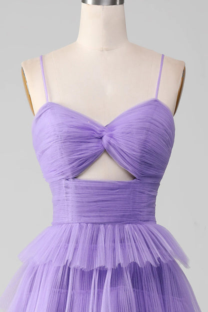 A-Line Prom Dresses Party Wear Sleeveless Off Shoulder Tulle with Slit Long