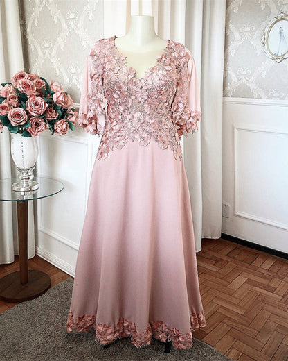 Sleeved Mother Of The Bride Dresses With 3D Flowers