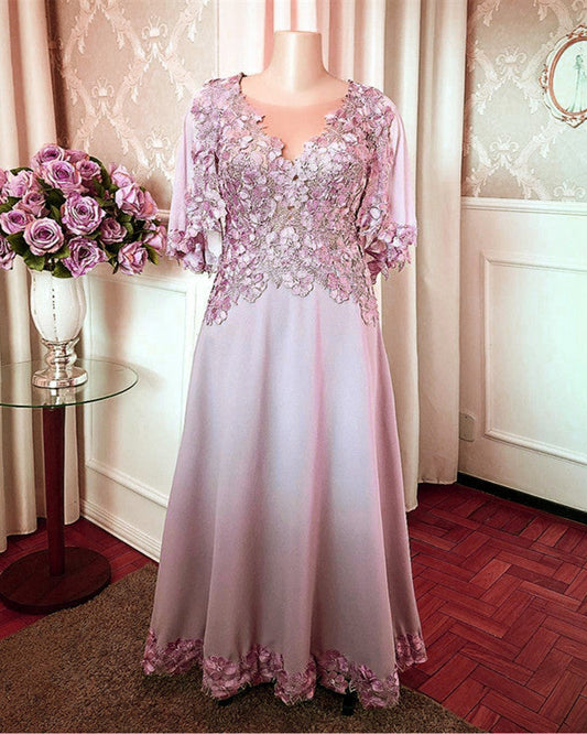 Sleeved Mother Of The Bride Dresses With 3D Flowers