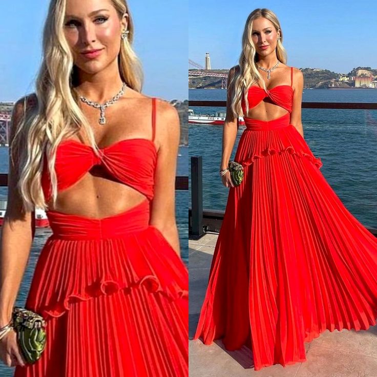 Chiffon Prom Dress Spaghetti Strap Floor Length Sleeveless Formal Evening Dresses P1155