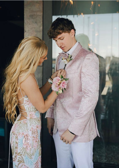 Modest Sheath Straps Sequin Slit Prom Dresses P1221