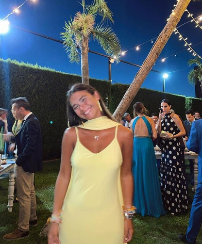 Sexy A line Straps Chiffon Yellow Long Prom Dresses P1809