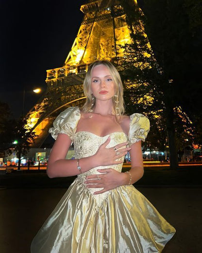 Sexy A line 18th Gold Lace Birthday Dresses Short Birthday Outfits P1812