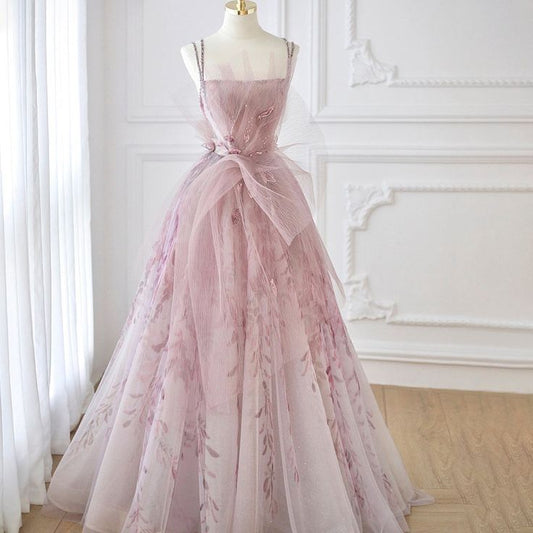 Spaghetti Straps Backless Formal Prom Dresses for Wedding Party P1942