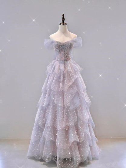 Ball Gown Off The Shoulder Tulle Prom Dresses Evening Dress P2032