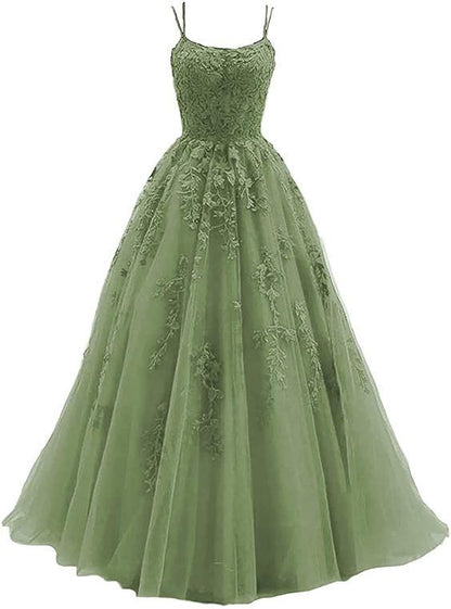 Beautiful Tulle with Lace Applique Formal Gown Evening Prom Dress P2058
