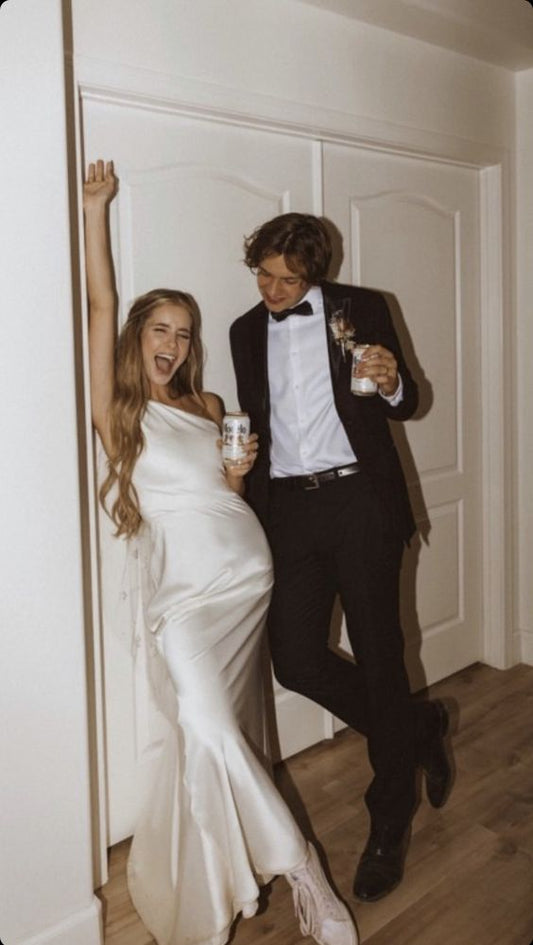 Simple Mermaid Ivory Long Prom Dresses Formal Dress P2212